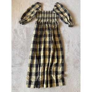 ASOS DESIGN Women's Size 2 Maxi Dress Smocked Puff Sleeve Plaid Checkered‎